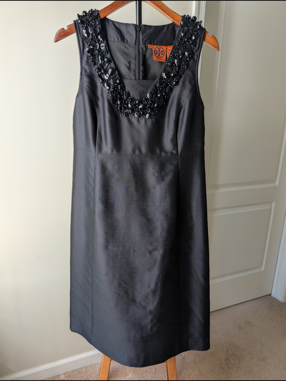 Tory Burch Black Beaded Silk Dress Size 10